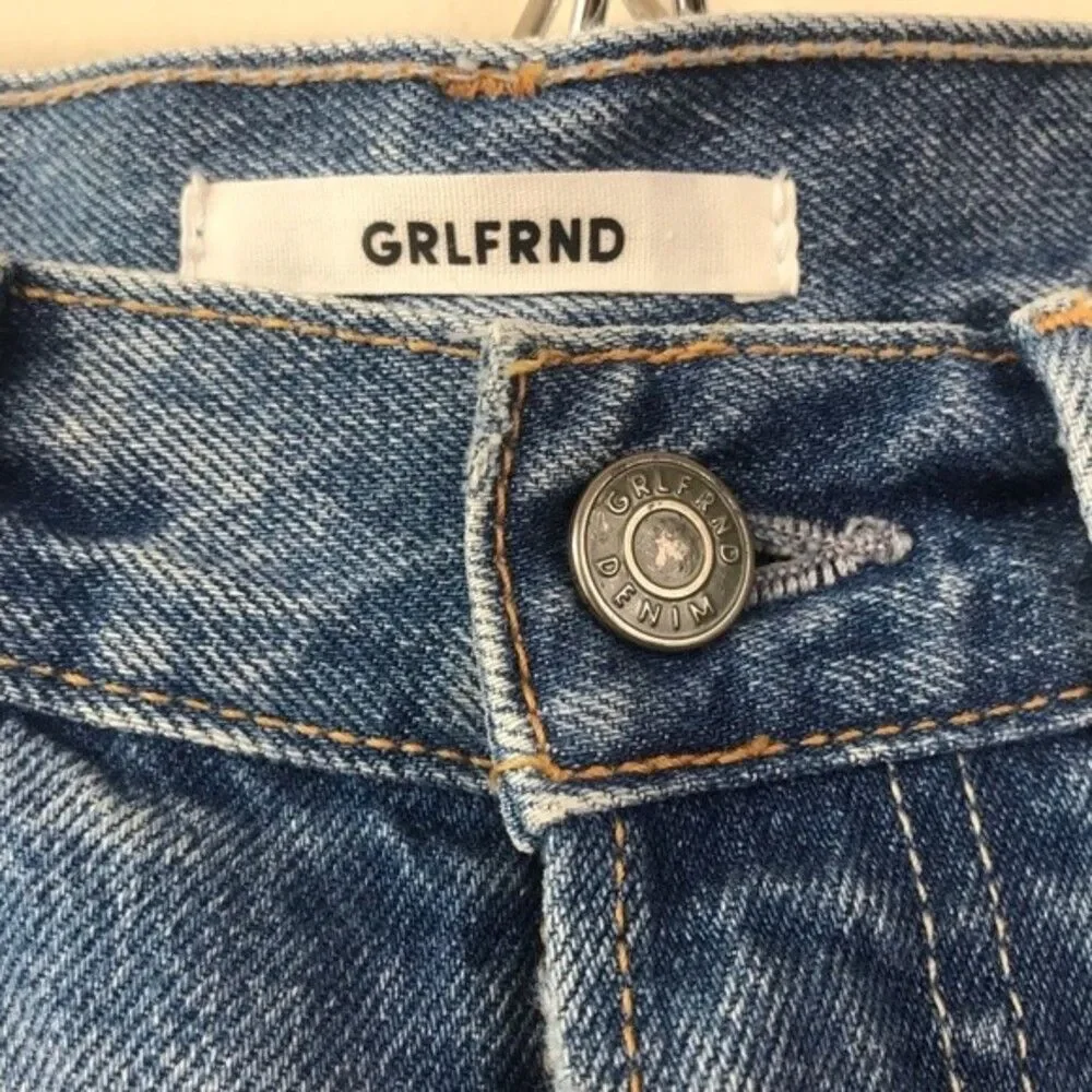 Grlfrnd Beverly One For The Road Denim Long Bermuda Boyfriend Jean Shorts 26
